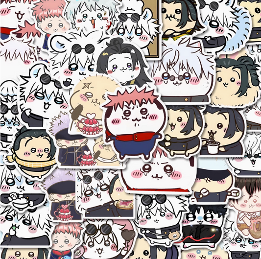 Set of 54 Chiikawa and "Jujutsu Kaisen" Satoru Gojo Cartoon Stickers