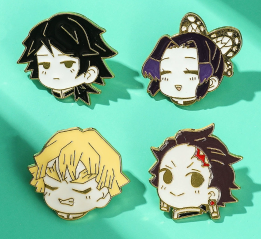 Demon Slayer Metal Badge – Zenitsu, Tanjiro, Shinobu Enamel Pin
