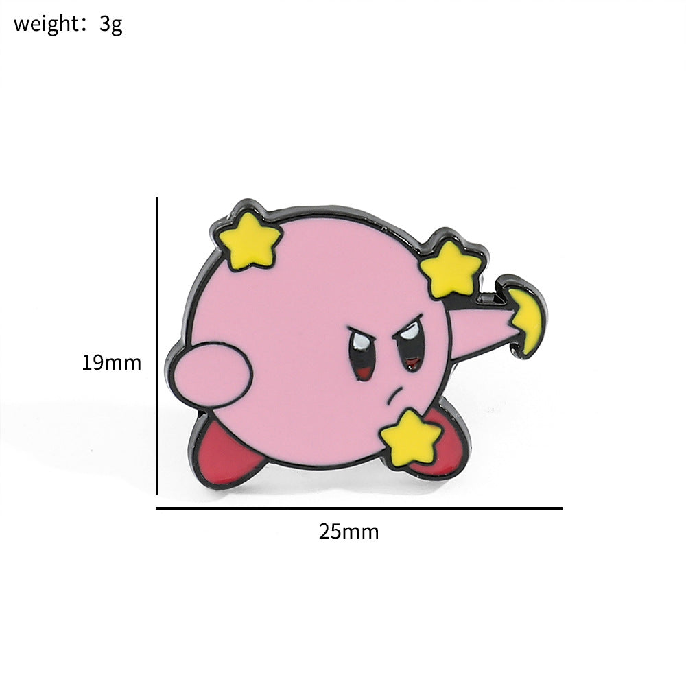 Kirby Pin - Kirby Spitting Stars, Creative Personality Metal Badge, Alloy Accessory