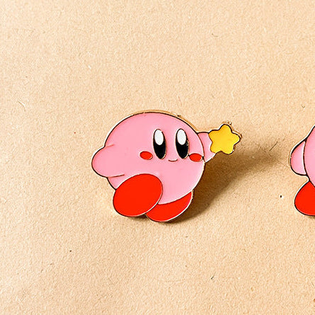 Kirby Pin - Kirby Spitting Stars, Creative Personality Metal Badge, Alloy Accessory