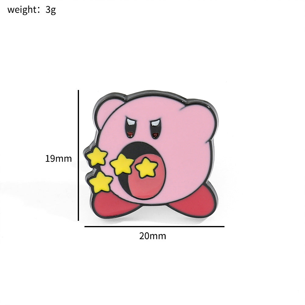 Kirby Pin - Kirby Spitting Stars, Creative Personality Metal Badge, Alloy Accessory
