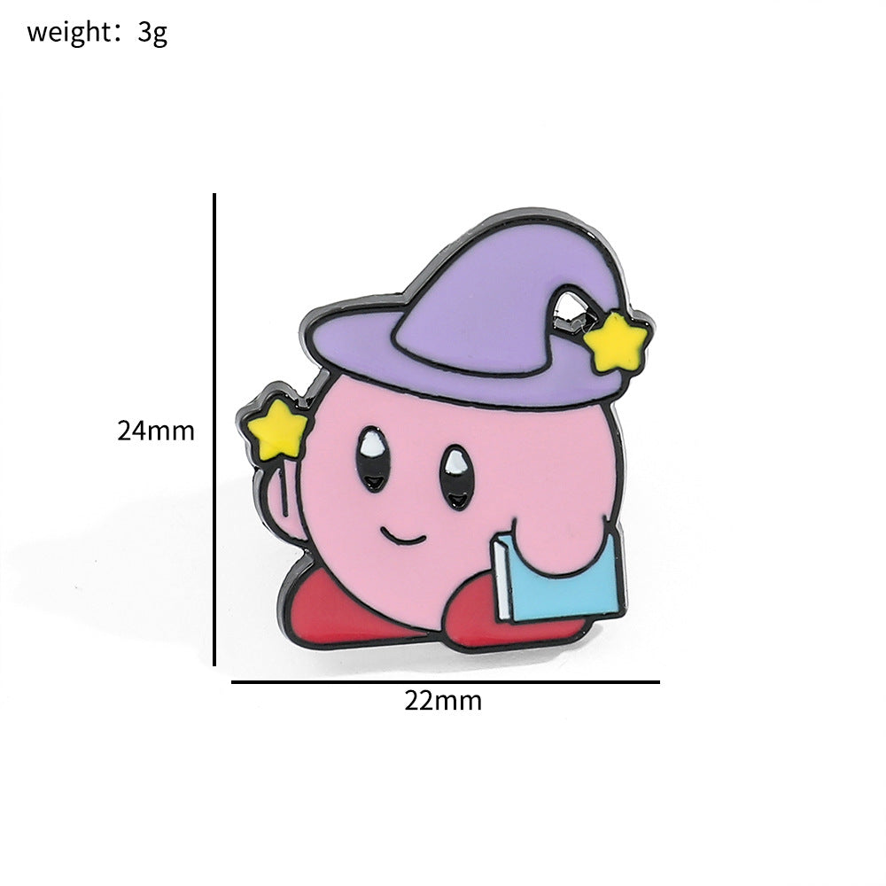 Kirby Pin - Kirby Spitting Stars, Creative Personality Metal Badge, Alloy Accessory