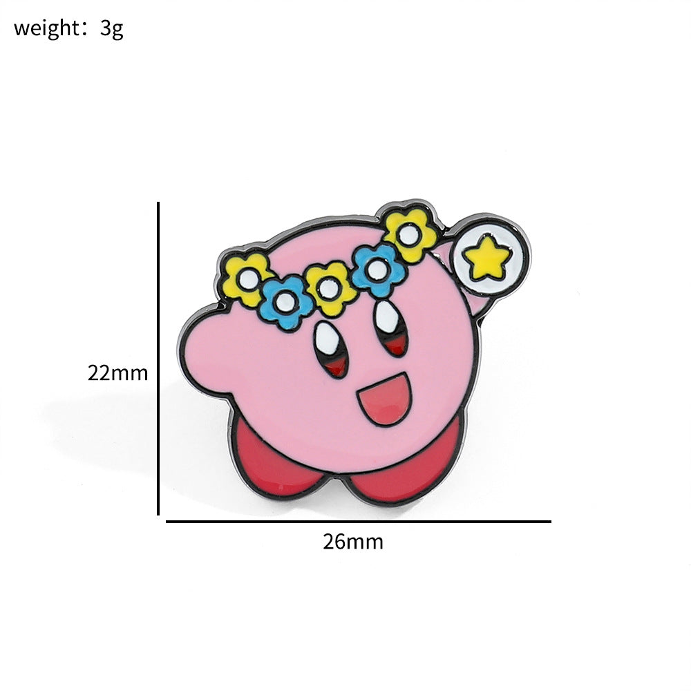 Kirby Pin - Kirby Spitting Stars, Creative Personality Metal Badge, Alloy Accessory
