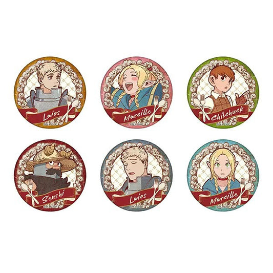 Delicious in Dungeon Merchandise Badge - Laios, Senshi, Marcille, Falin, Chilchack, and Tsurugi Enamel Pin Collection