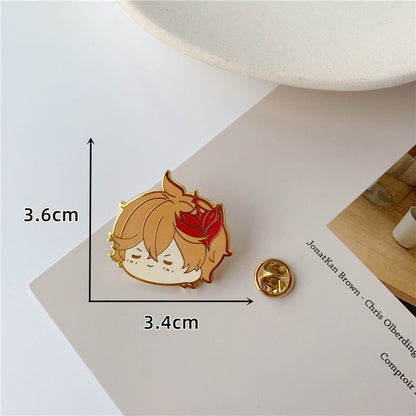 Genshin Impact Character Badge Series - Xiao, Klee, Venti, Hu Tao Commemorative Pins for Bags and Accessories