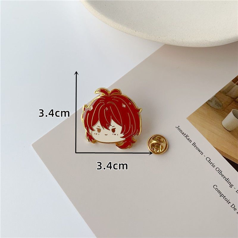 Genshin Impact Character Badge Series - Xiao, Klee, Venti, Hu Tao Commemorative Pins for Bags and Accessories