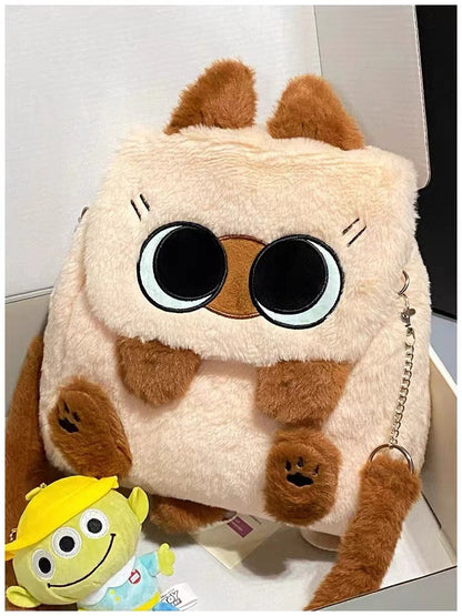 New Siamese Cat Plush Multipurpose Bag - Large-Capacity Cartoon Backpack & Shoulder Bag for Women