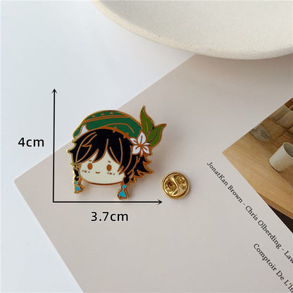 Genshin Impact Character Badge Series - Xiao, Klee, Venti, Hu Tao Commemorative Pins for Bags and Accessories