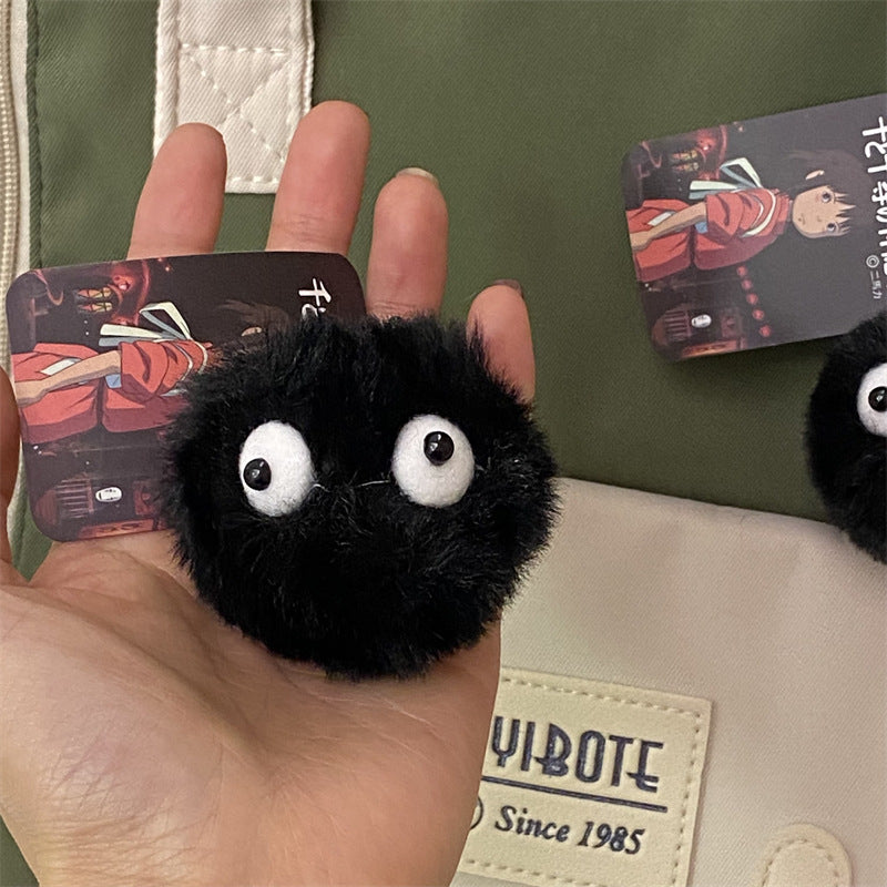 Anime Studio Ghibli Spirited Away Soot Sprite Figurine Keychain - Black Coal Sprite Charm